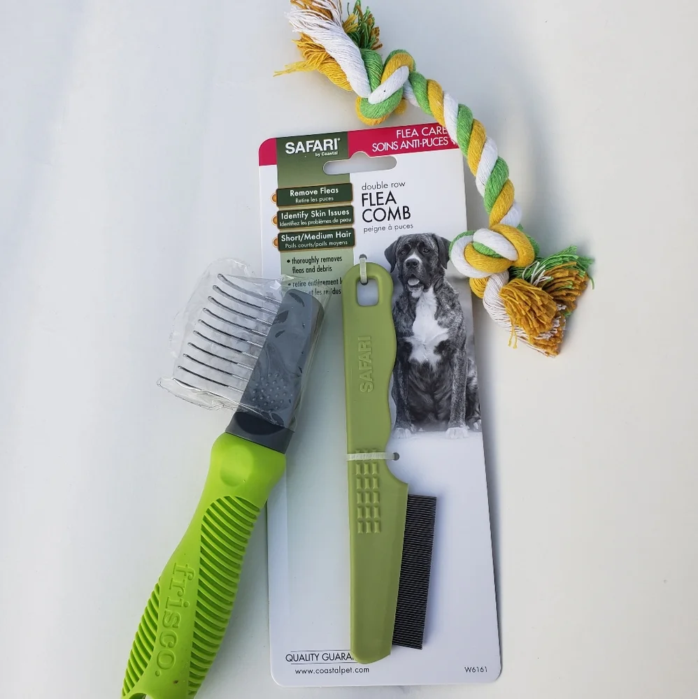 💥Dog double row flea comb and grooming rake bundle